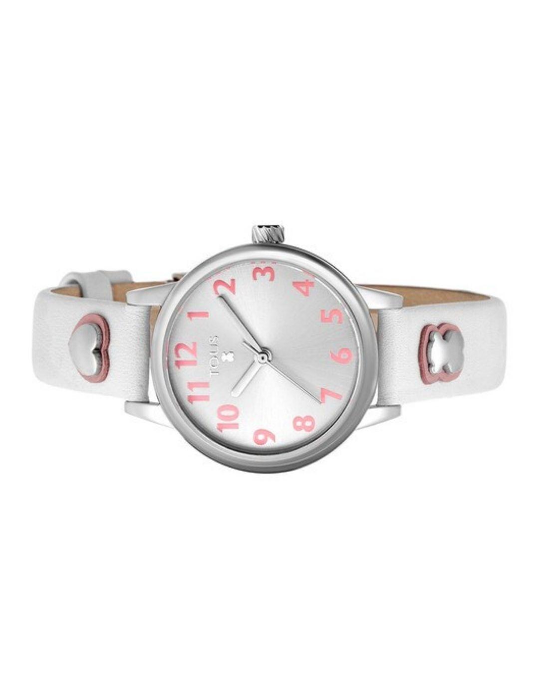 Reloj Dreamy de acero con correa de piel blanca