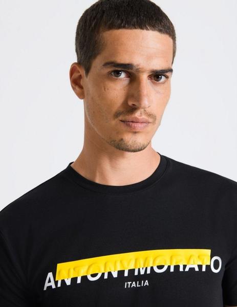 implícito Prima paracaídas Camiseta negra logo Antony Morato