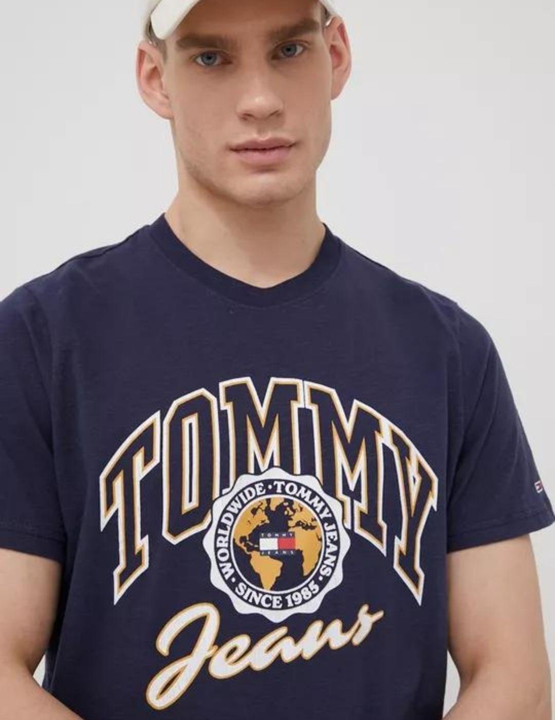 Camiseta con logo universitario azul marino Tommy Jeans